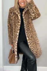 Emmy – klassischer damen-wintermantel mit leopardenmuster – Khaki