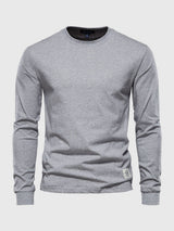 Pullover Herren Langarmshirt Rundhals | Basic Style – Hellgrau