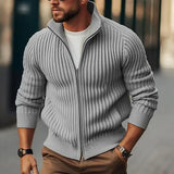 GRANT - HERREN-STRICKJACKE MIT STEHKRAGEN UND REISSVERSCHLUSS – Grau