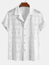 David | Transparente Häkelshirt mit Ethno-Muster – Weiß