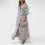 Jeanette - V-Neck Maxi Dress – Beige