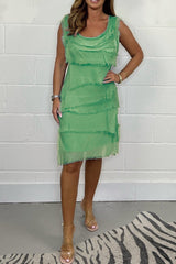 Ilaira - Schickes Ärmelloses Kleid – Grasgrün
