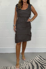 Ilaira - Schickes Ärmelloses Kleid – Schwarz