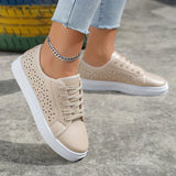 Sophia – beige sneaker mit schnürsenkeln – Aprikose