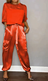 Eleganter Damen-Satin-Overall - schick und bequem – Rot