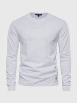 Pullover Herren Langarmshirt Rundhals | Basic Style – Weiß