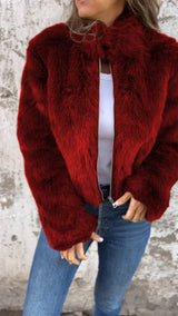 Hoop - luxus-fell-komfort-damenjacke – Rot