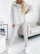 Amélie | Elegantes Sweatshirt-Set – Hellgrau
