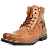 Motorradstiefel aus echtem Leder - Rhion – Braun