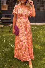 Bianca™ - Elegantes Langkleid mit V-Ausschnitt – Orange
