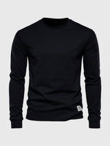 Pullover Herren Langarmshirt Rundhals | Basic Style – Schwarz