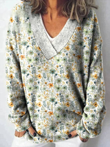 Okta™ | Schöner Blumenmuster-Cardigan mit Knöpfen – Pullover mit V-Ausschnitt