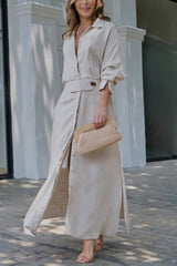 Arwen - Maxikleid mit V-Ausschnitt – Beige