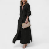 Jeanette - V-Neck Maxi Dress – Schwarz