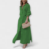 Jeanette - V-Neck Maxi Dress – Grün