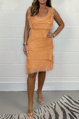 Ilaira - Schickes Ärmelloses Kleid – Orange