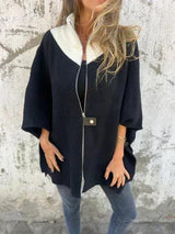 Corana - Stehkragenjacke mit halbem Reißverschluss – Schwarz