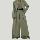 Lorayae - Soft-Touch Set aus weit geschnittenem Jumpsuit und Jacke – Grün