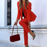 Julianna | Damen Blazer Hose Set Business Anzug – Rot