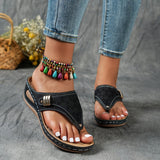 Mona | Bequeme Damen-Sandalen mit Keilabsatz – Schwarz