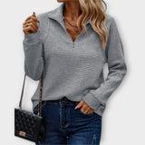Gisela | Halb-Zip Pullover – Grau