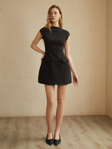 Karen | Damen A-Linien Mini Kleid – Schwarz
