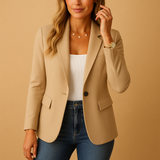 Karina | Damen Einreiher Blazer – Beige