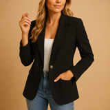 Karina | Damen Einreiher Blazer – Schwarz