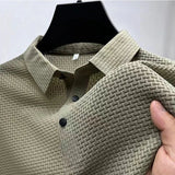 Kasper | Herren Strukturiertes Poloshirt Kurzarm – Khaki