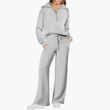 Katarina | Damen Trainingsanzug Set mit Halbzip – Hellgrau