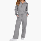 Katarina | Damen Trainingsanzug Set mit Halbzip – Grau