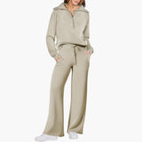 Katarina | Damen Trainingsanzug Set mit Halbzip – Helles Khaki
