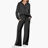 Katarina | Damen Trainingsanzug Set mit Halbzip – Schwarz