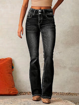 Katrin | Damen High Waist Bootcut Jeans Figurschmeichelnd – Schwarz