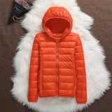 Manuela – Wasserdichte Jacke Mit Weißen Entenfedern – Orange