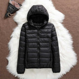 Manuela – Wasserdichte Jacke Mit Weißen Entenfedern – Schwarz