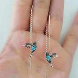 Kolibri-Ohrringe mit Emaille und Zirkonia – Blau