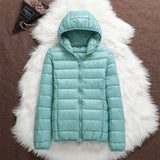 Manuela – Wasserdichte Jacke Mit Weißen Entenfedern – Türkis