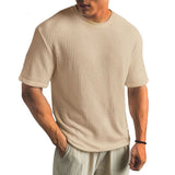 Herren Texturierte Rundhalsausschnitt T-Shirt – Khaki