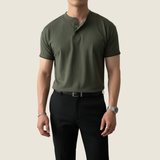 Kjell | Herren Henley Shirt Minimalistisch Sommer – Grün