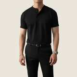 Kjell | Herren Henley Shirt Minimalistisch Sommer – Schwarz