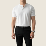 Kjell | Herren Henley Shirt Minimalistisch Sommer – Weiß