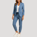 Klara | Damen Hosenanzug Blazer Set Zweiteiler – Blau