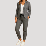 Klara | Damen Hosenanzug Blazer Set Zweiteiler – Grau