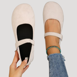 Klara | Damen Mary Jane Ballerinas Riemchen Flach – Weiß