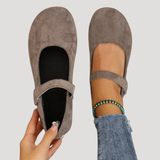 Klara | Damen Mary Jane Ballerinas Riemchen Flach – Braun
