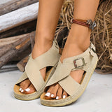 Klara | Damen Riemchen Platform Sandalen – Grau