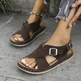 Klara | Damen Riemchen Platform Sandalen – Kaffee