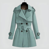 Klassischer Damen Trenchcoat mit Gürtel und Knöpfen – Mintgrün