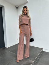 Elegantes zweiteiliges Set für Damen – Taupe